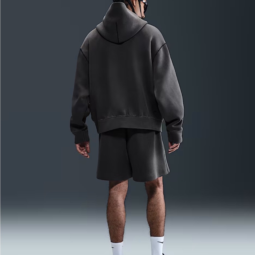Nike Tech Men's Charcoal Fleece Hoodie - Picture 4 of 5